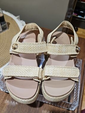 a new day Beige Straw-Effect Platform Sandals